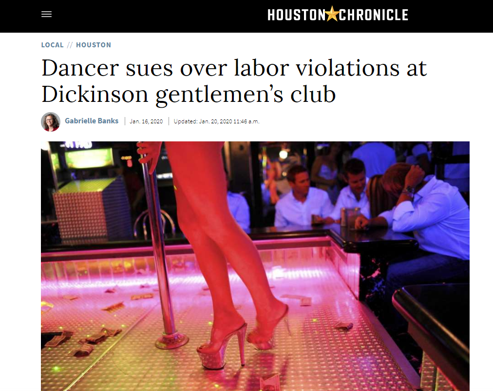 Featured in the Houston Chronicle: Dancer Rights Team Fights For Justice for Dancers