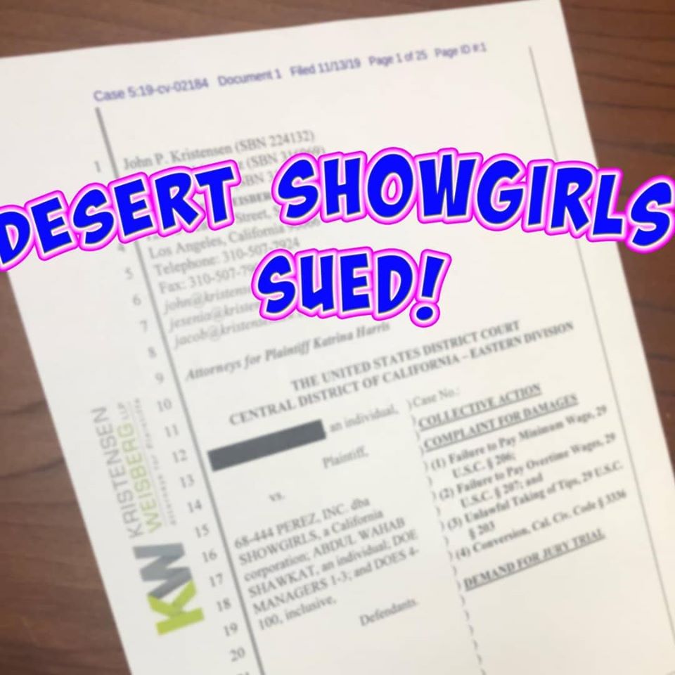 Kristensen LLP Files Federal Lawsuit Against Desert Showgirls in Cathedral City